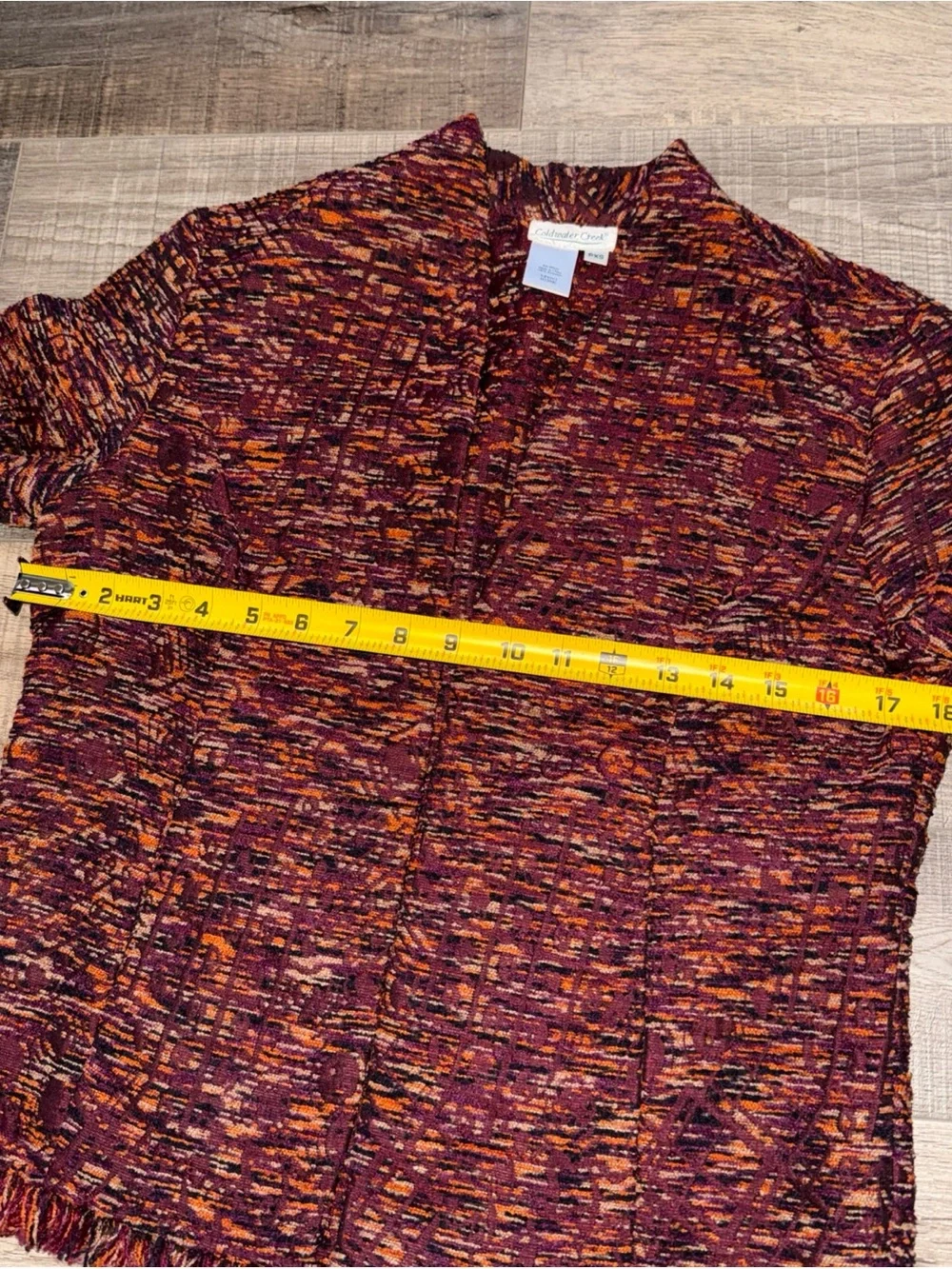 Coldwater creek Burgundy Multi-Color Knit Cardigan fringe Sweater petite XS